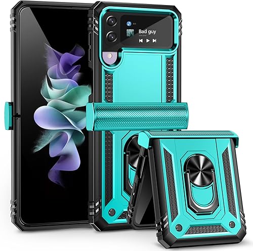 Miniatura 9 de ONOLA Funda para Samsung Galaxy Z Flip 4, Galaxy Z Flip 3 con protección de bisagra y anillo giratorio de 360 con soporte magnético resistente para