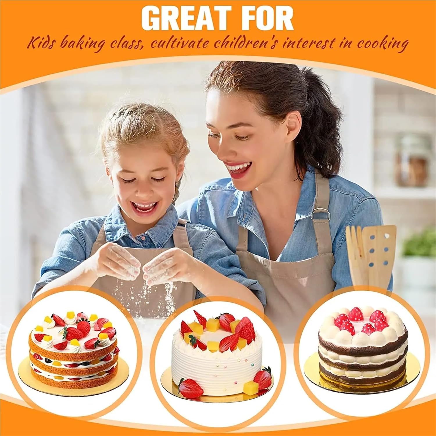 Cake Board 20Pcs Gold Cake Boards Sturdy Large Round Cardboard Base Diameter 6/8/10/12in Circle Mousse Plate Dessert Tray Decorating(Gold 26cm)
