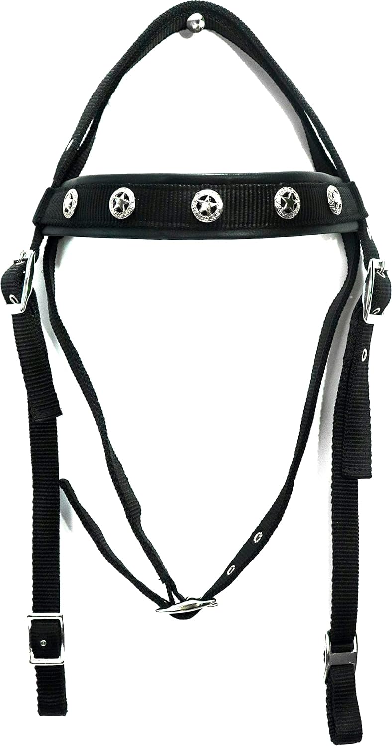 HUMAYL Saddlery Tack Set Headstall Breast Collar and Reins Western Barrel Racing Crystal Show Horse Synthetic Nylon Padded Browband Horse Saddle Multiple Color for Horses Size: Full-Cob, H015