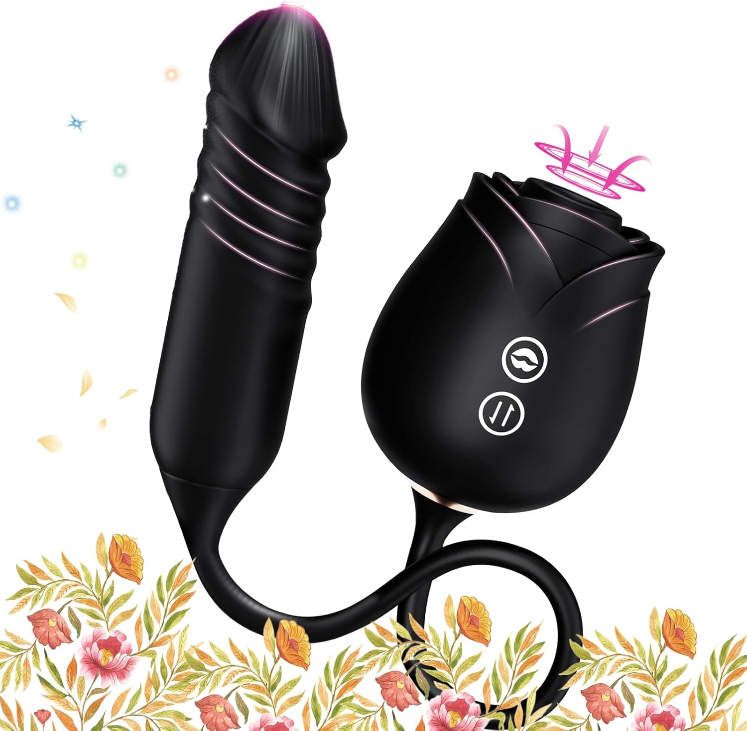 2026 Newly Efficient Version Rose Suction Toy for Woman 2 in 1 Rose Adult Tool 10 Insert 10 Lick Tongue Motion Double Motor (Red)