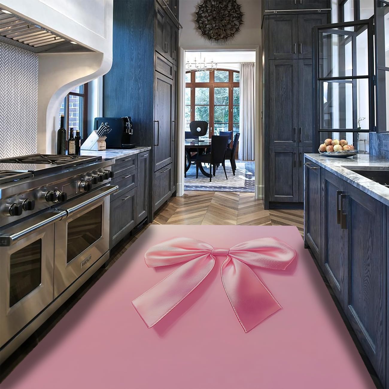 Teppich mit Schleifenmuster für Mädchenschlafzimmer 180x240 waschbar weich für Eingang Wäsche romantisch Prinzessin rosa für Kinderzimmer