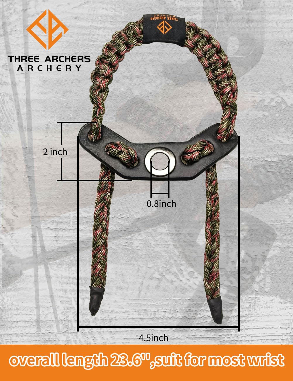 THREE ARCHERS Archery Bow Wrist Sling black Adjustable Wrist Strap Loop Compound Bow Stabilizer & Hand Loop Carrier (camo) - Image 2