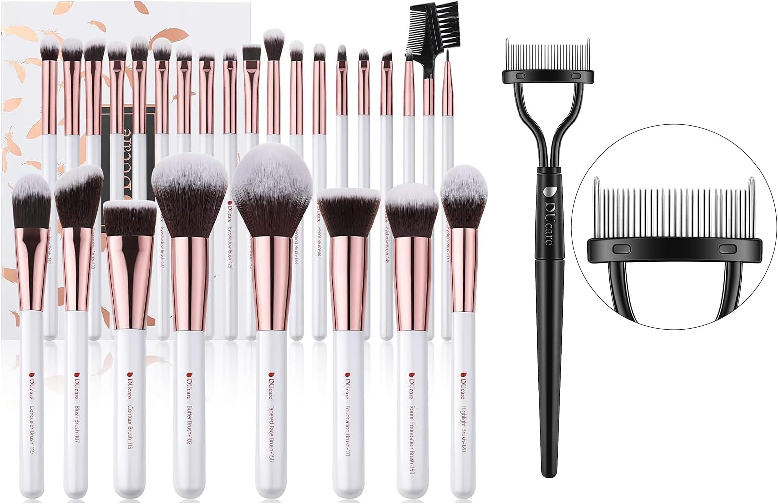 DUcareMakeup Brushes Set Professional 27Pcs+Eyelash Comb