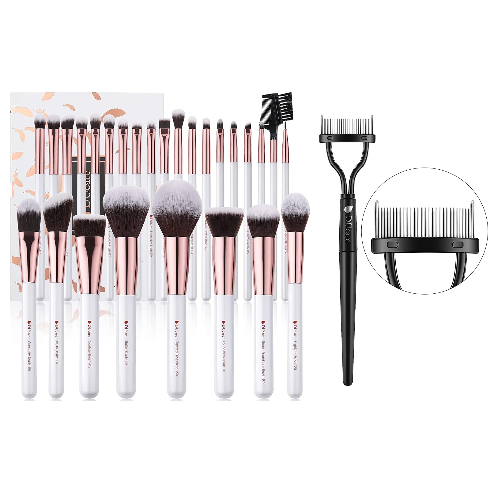 DUcareMakeup Brushes Set Professional 27Pcs+Eyelash Comb