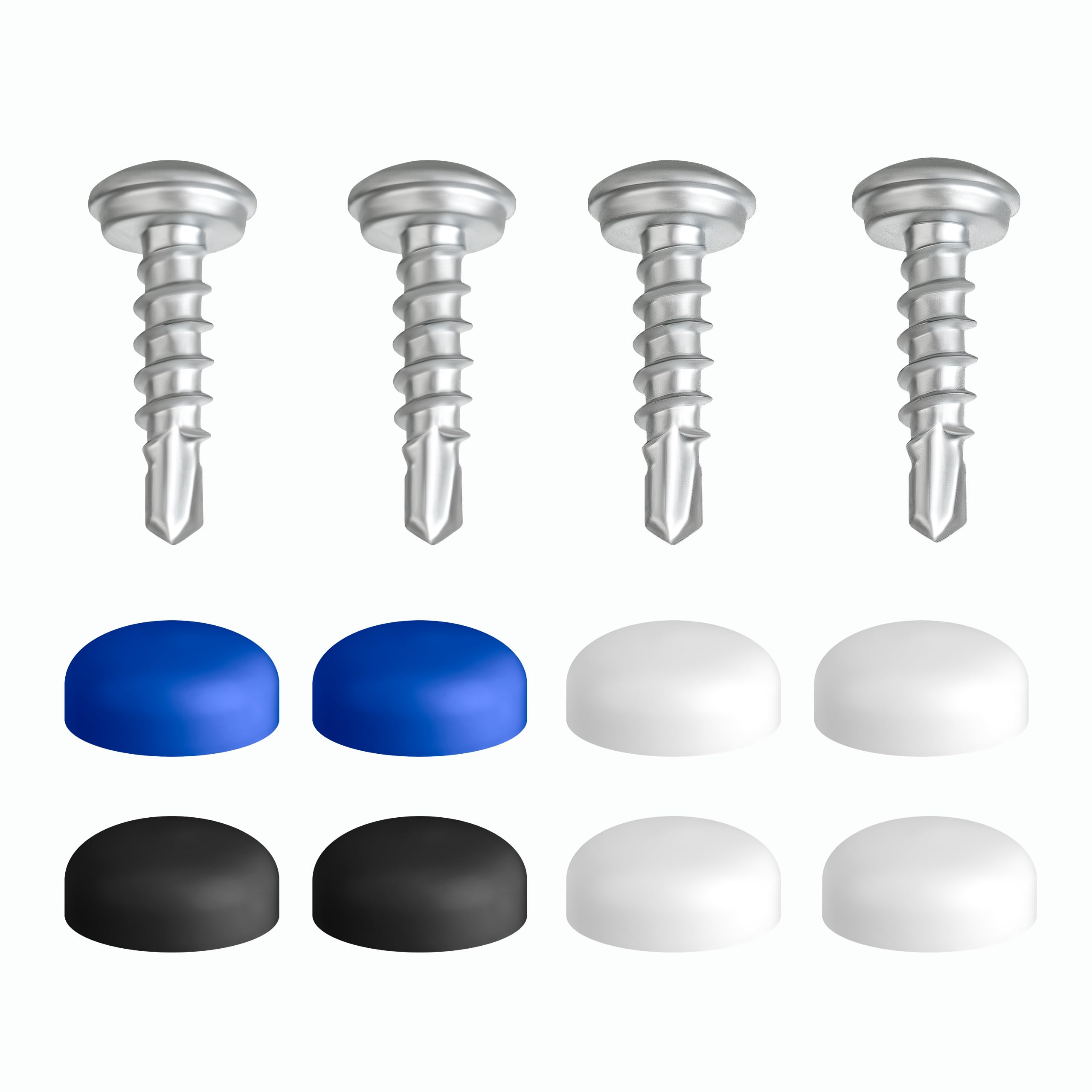 Number Plate Screws with Drill Bit Set of 4 Number Plate Screws Set 5 x 19 mm Including Cover Caps [Discreet] Mounting Screws Number Plate Attachment with Caps