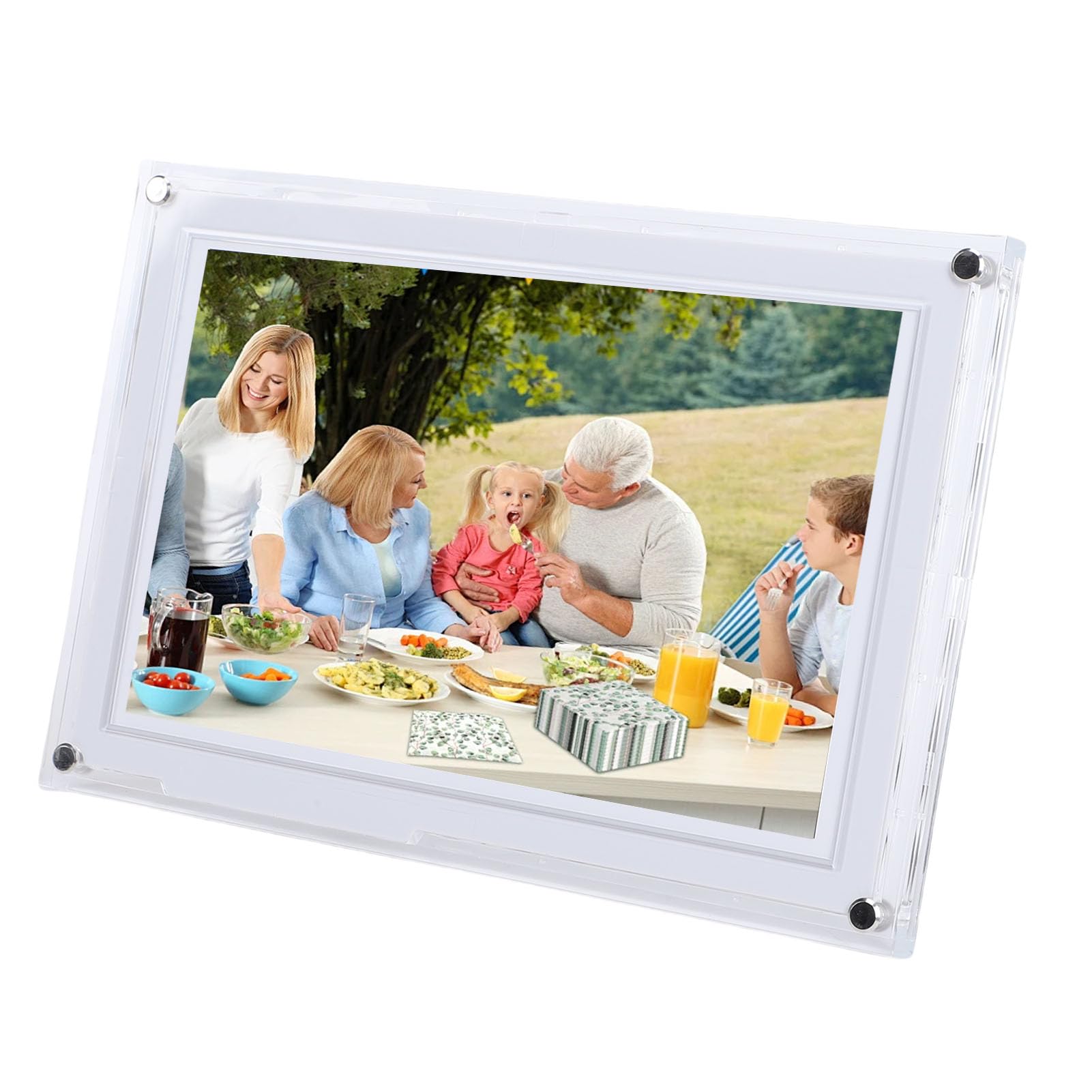 Sonew La Cornice Digitale WiFi da 10 Pollici Ruota Automaticamente con Memoria da 32 GB per il Display HD dell'app VPHOTO (WHITE)