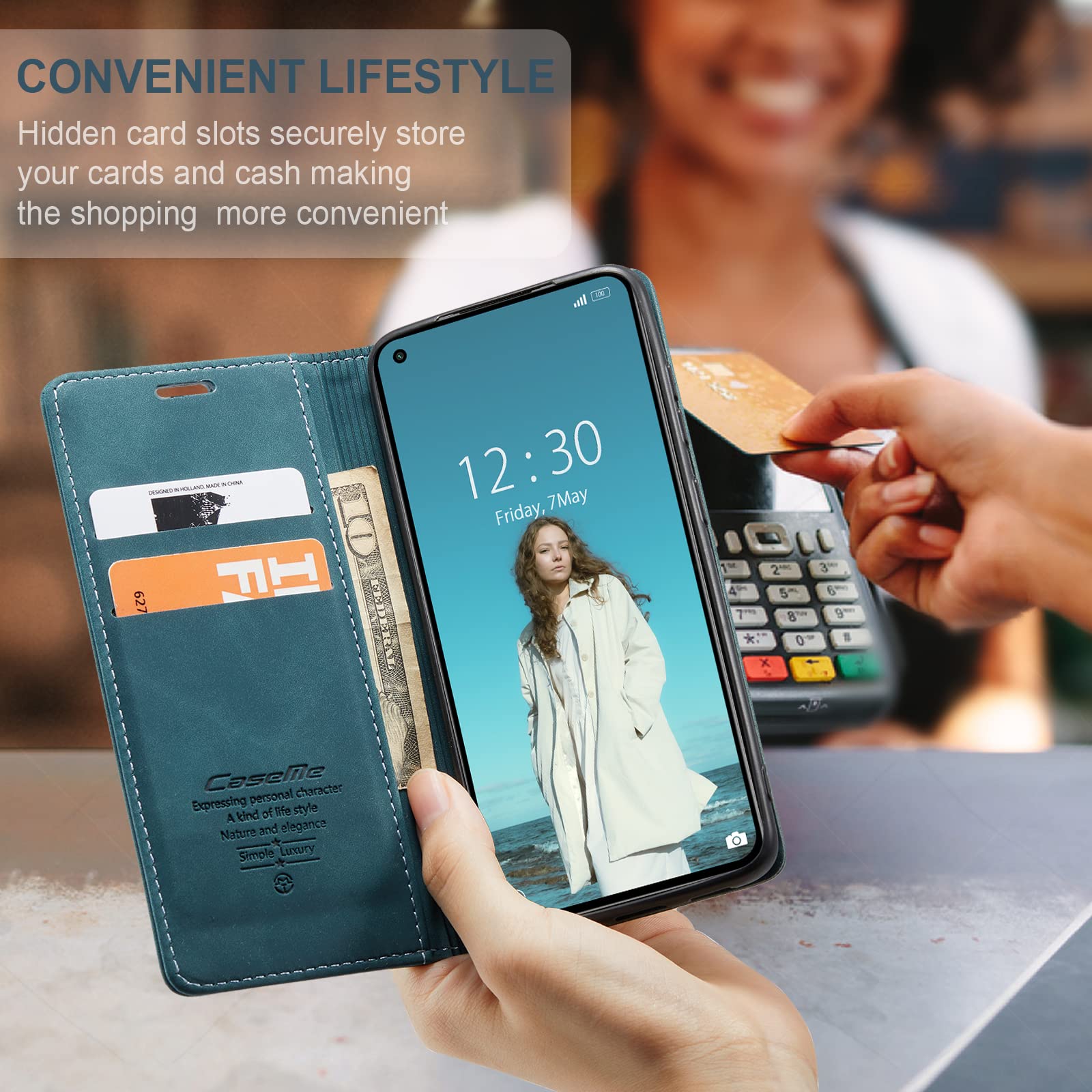 TIANCI Cover per Xiaomi Mi 11 Lite 5G/4G, Portafoglio Case in Pelle PU Bicolore Impiombata, 3 Slot per Schede Funzione Staffa Antiurto Flip Custodia per Xiaomi Mi 11 Lite 5G/4G-Nero