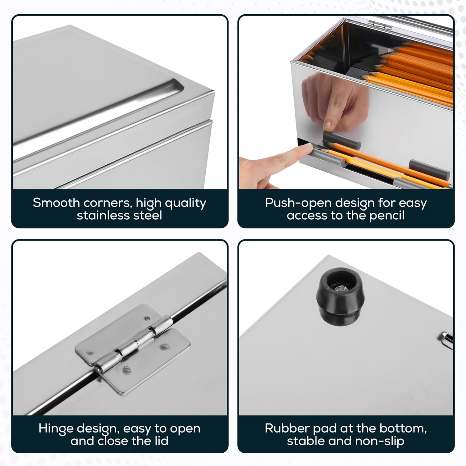 Keono (ケオノ) 鉛筆ディスペンサー 教室やオフィス用 ステンレススチール 鉛筆ディスペンサーホルダー あらかじめ削った鉛筆5