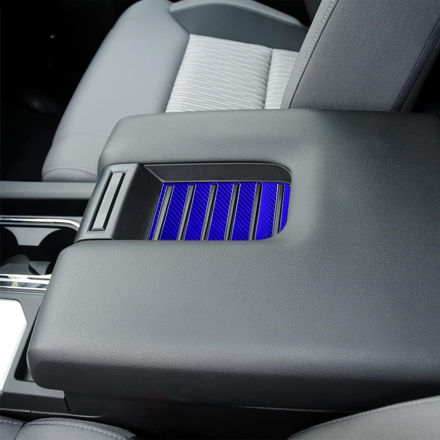 Bilisin Carbon Fiber Decoration Compatible with Toyota Center Console Armrest Box Storage Box Cover Slot Interior Accessories for Toyota Tundra 2014 2015 2016 2017 2018(Blue)