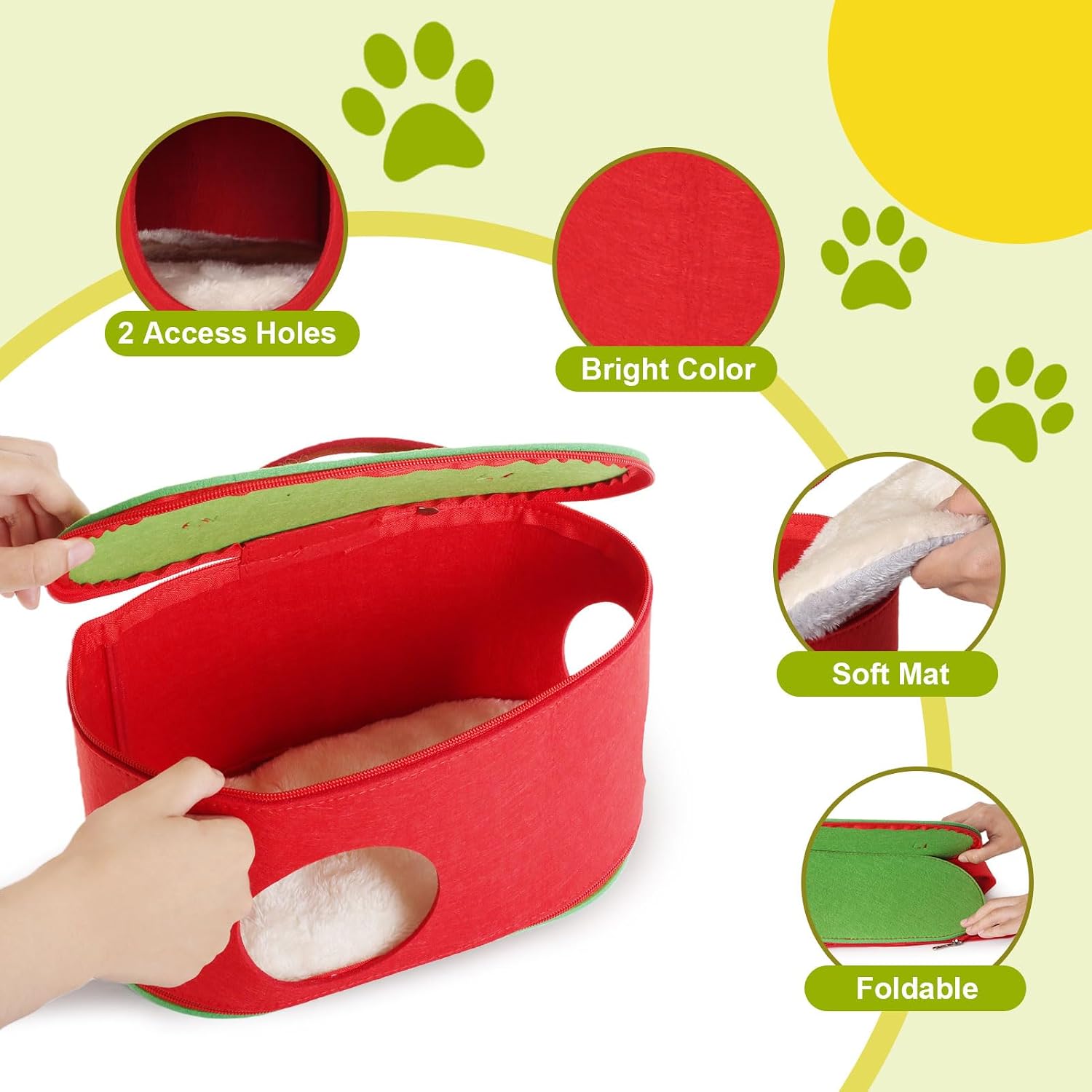 Christmas Guinea Pig Hideout, Large Cozy Bed, Warm Small Animal Cage House for Chinchilla, Hamster, Ferrets, Hedgehog, Rats and Other Small Pets
