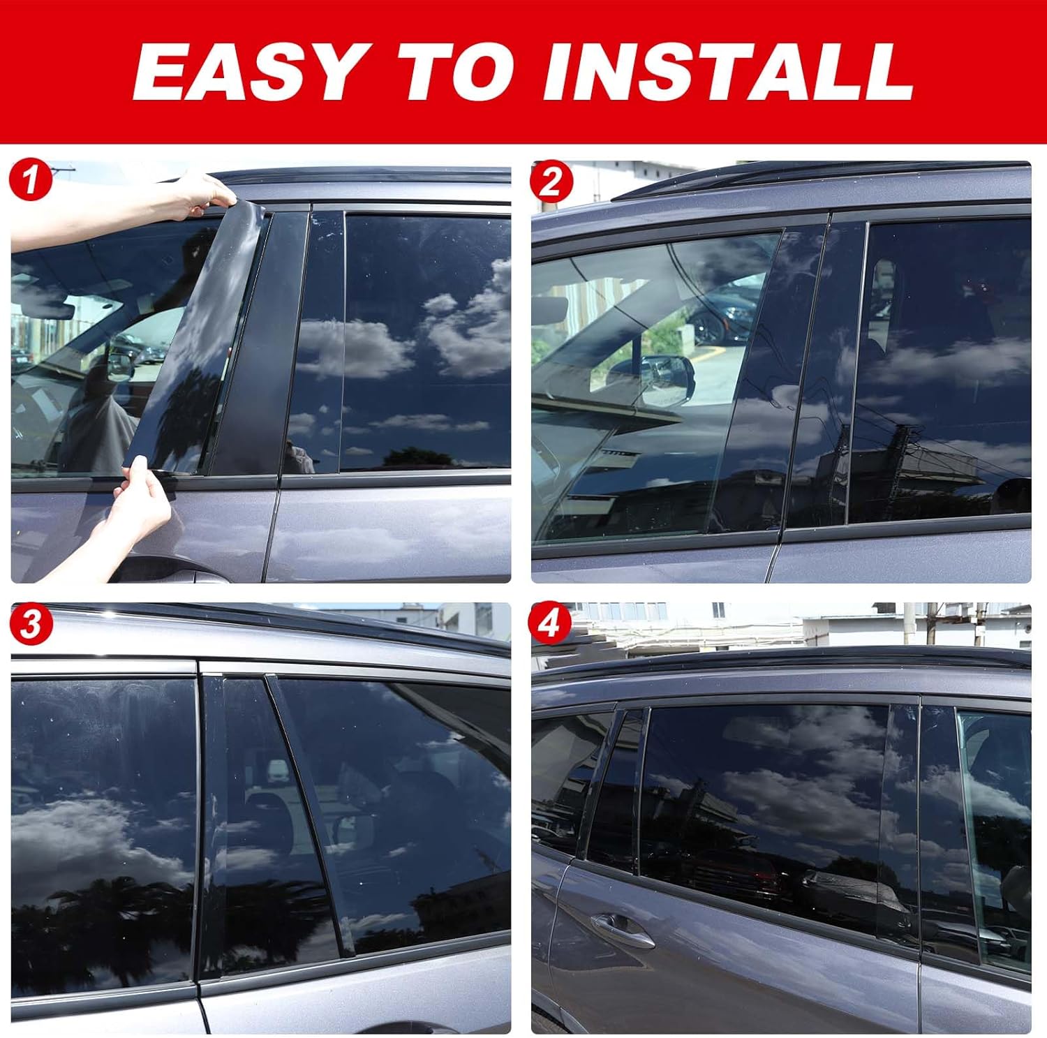 Center Pillar Trim Panel for Honda Pilot 2016-2022/ Ridgeline 2017-2023/ Passport 2019-2023 Accessories, 8PCS Pillar Posts Door Window Cover Trim Accessories (PC Material)