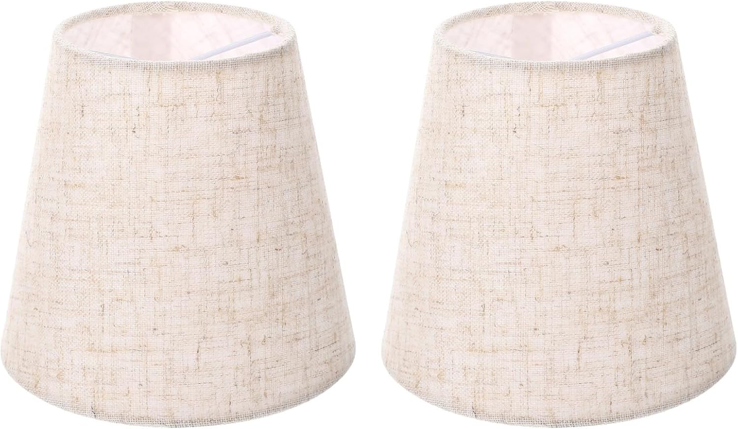 DOITOOL Cloth Lamp Shades 2-Pack Mini Linen Clip-on Covers for Table Lamps Chandeliers Wall Lights 5.51X5.11X7.08In Rustic Fabric Lamp Covers for Home and Hotel Decorative Lighting Accessories