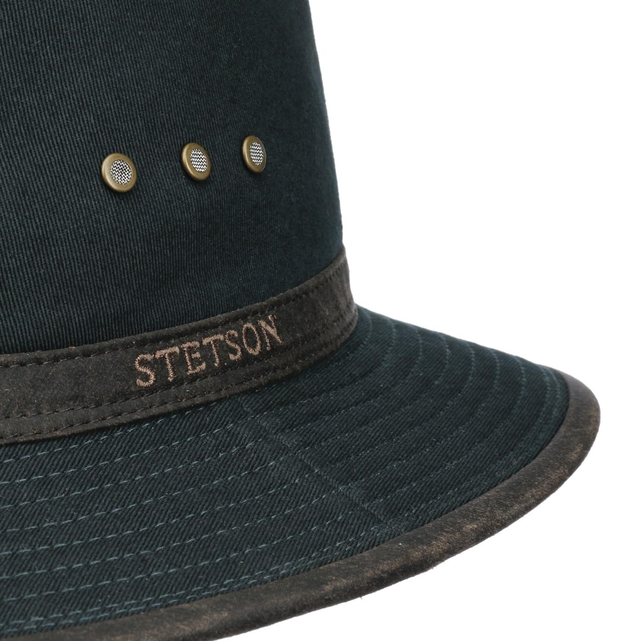 Stetson Chapeau Ava Coton Outdoor Homme - Outback en aventurier avec Bandeau Cuir, Passepoil Ete Printemps-ete