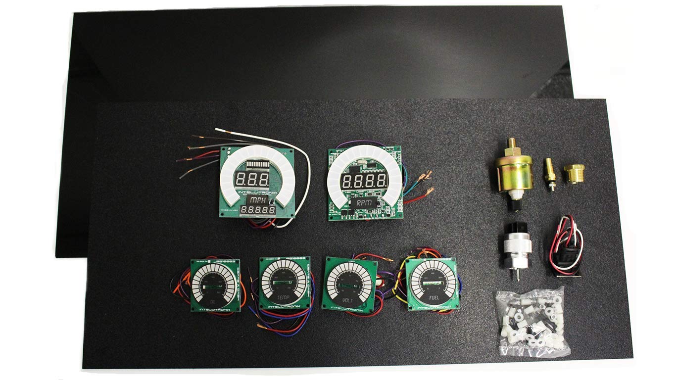 Intellitronix Create-A-Dash Universal LED Bar Graph Gauge Panel Kit | DIY Custom Digital Instrument Cluster with 8ft Wiring Harness & LS Swap Kit | 6-Gauge Dash Builder Set (White)