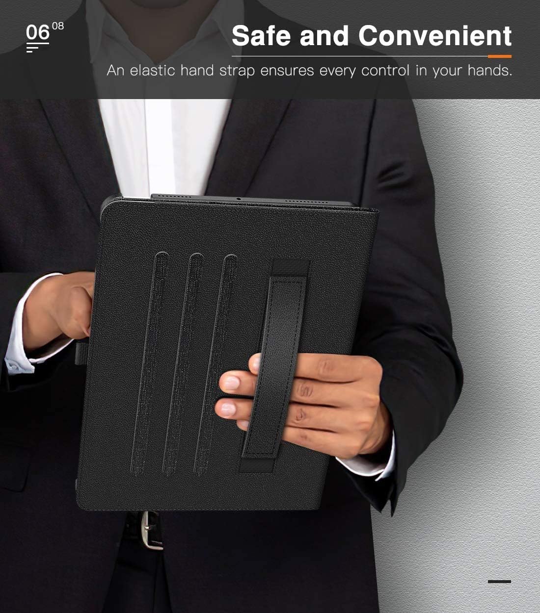 SaharaCase Business Folio Case for Apple iPad Air 10.9-inch (4th Gen, 5th Gen) and iPad Air 11-inch M2 [Shockproof Bumper] Rugged Protection Antislip Grip Kickstand - Black