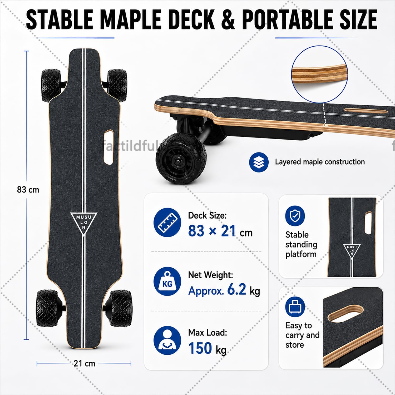 Nuovo Skateboard Elettrico 105MM Grandi Ruote per Adulti con Telecomando LCD, Doppia Trasmissione, Lunga Distanza, Campus, Percorsi Parco e Divertimento Outdoor