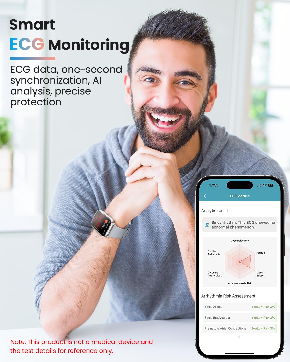 BANLVS Smartwatch Uomo Donna con 𝐆𝐥𝐢𝐜𝐞𝐦𝐢𝐚/HRV/ECG, 1,83" Smart Watch Orologio con Bluetooth Chiamate, SpO2, Cardiofrequenzimetro Sonno 145+ Sport IP68 Notifiche Messaggi Android iOS Argenteo