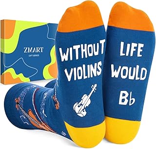 Zmart Music Gifts for Men Women - Piano Gifts for Musician Teens, Funny Violin Music Socks