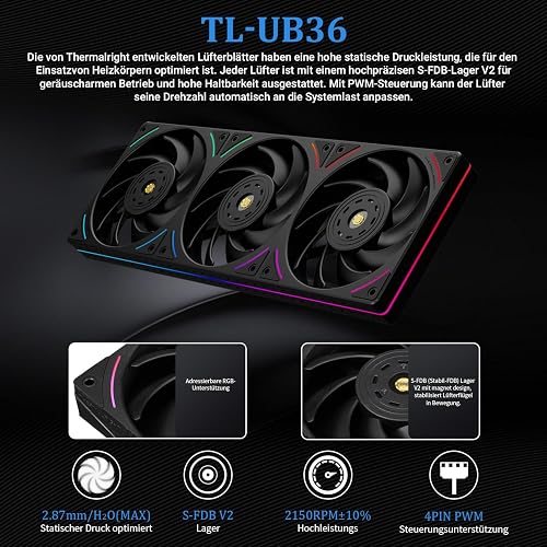 Thermalright Wonder Vision 360 UB ARGB Black AIO CPU Liquid Cooler for AM5/Intel LGA1851/1700, 6.67-Inch 3D Curved Screen with 2400x1080 Resolutions, Magnetic Panel Screen, 3D/2D Video Support - 6