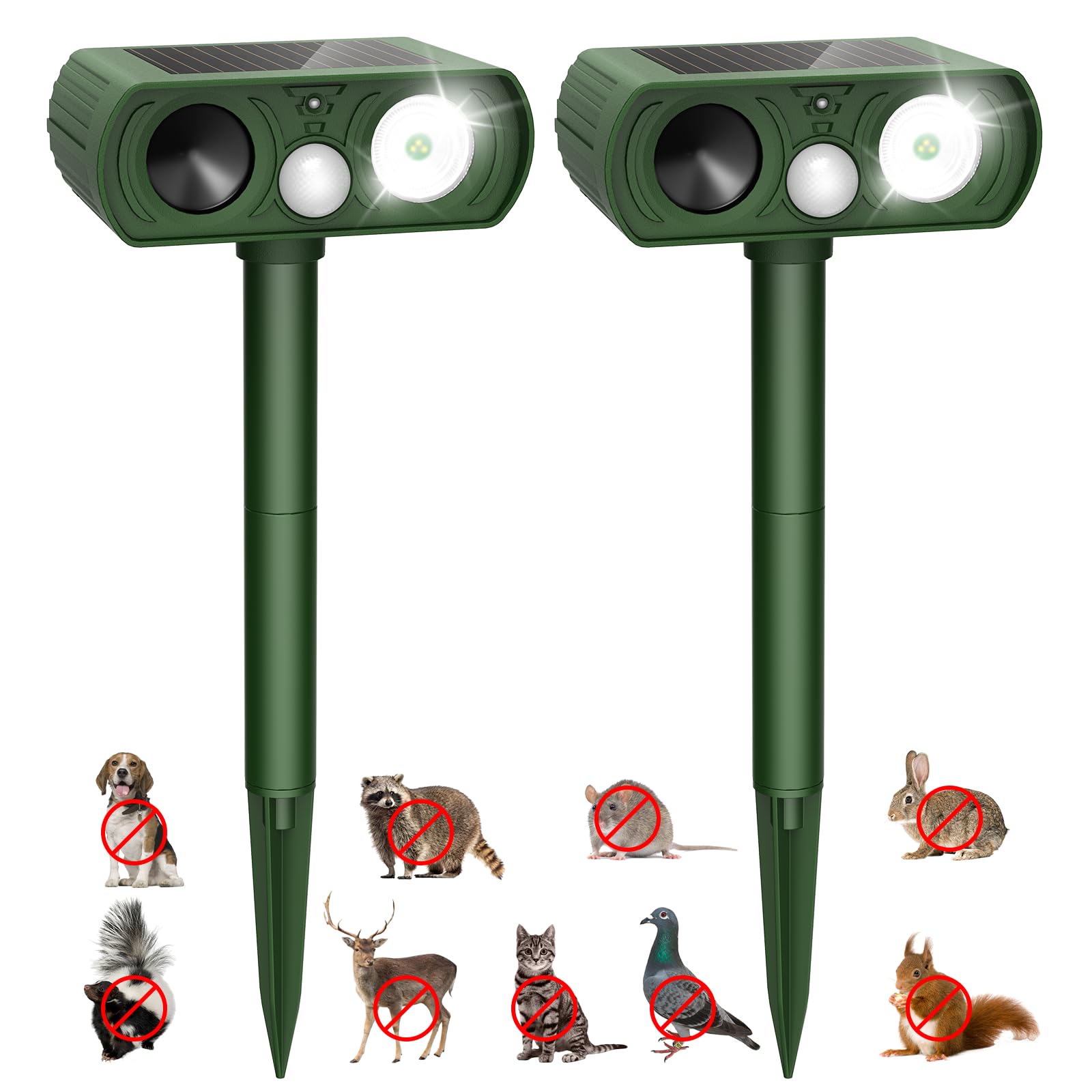 AZQPOD Solar Ultrasonic Animal Repellent, Waterproof Deer Repellent, Outdoor Cat...