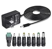 SoulBay 12V 1A AC Adapter Charger Replacement w/8 Tips, Regulated Power Supply Cord for LED Strip Light, CCTV Camera, BT Speaker, GPS, Webcam, Router, DC12V Transformer with ETL Certificate