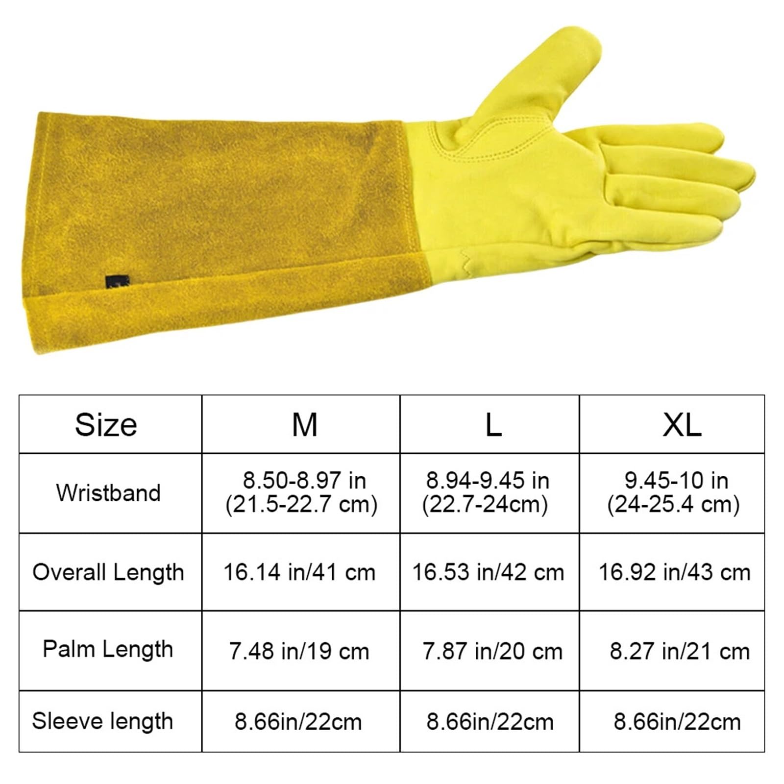 Gartenhandschuhe 1 Paar Lange, dornensichere Arbeitsfäustlinge, atmungsaktive Gartenhandschuhe aus Leder mit Unterarmschutz, Blumenstulpe, Gartengeschenk Arbeitshandschuhe Herren(M)