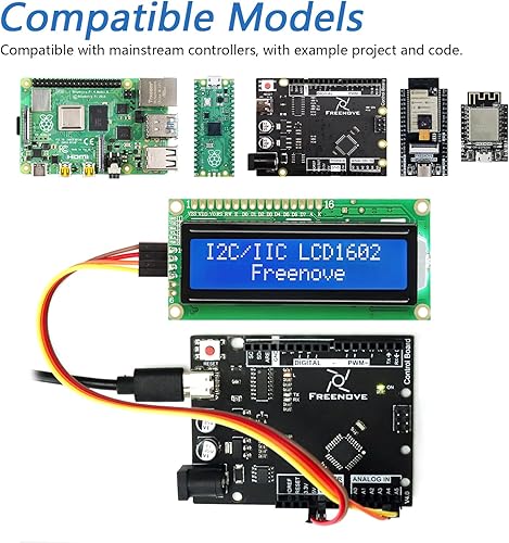 Miniatura 4 de FREENOVE Módulo I2C LCD 1602, nuevo tipo IIC TWI Serial 16x2, compatible con Arduino Raspberry Pi Pico ESP32 ESP8266