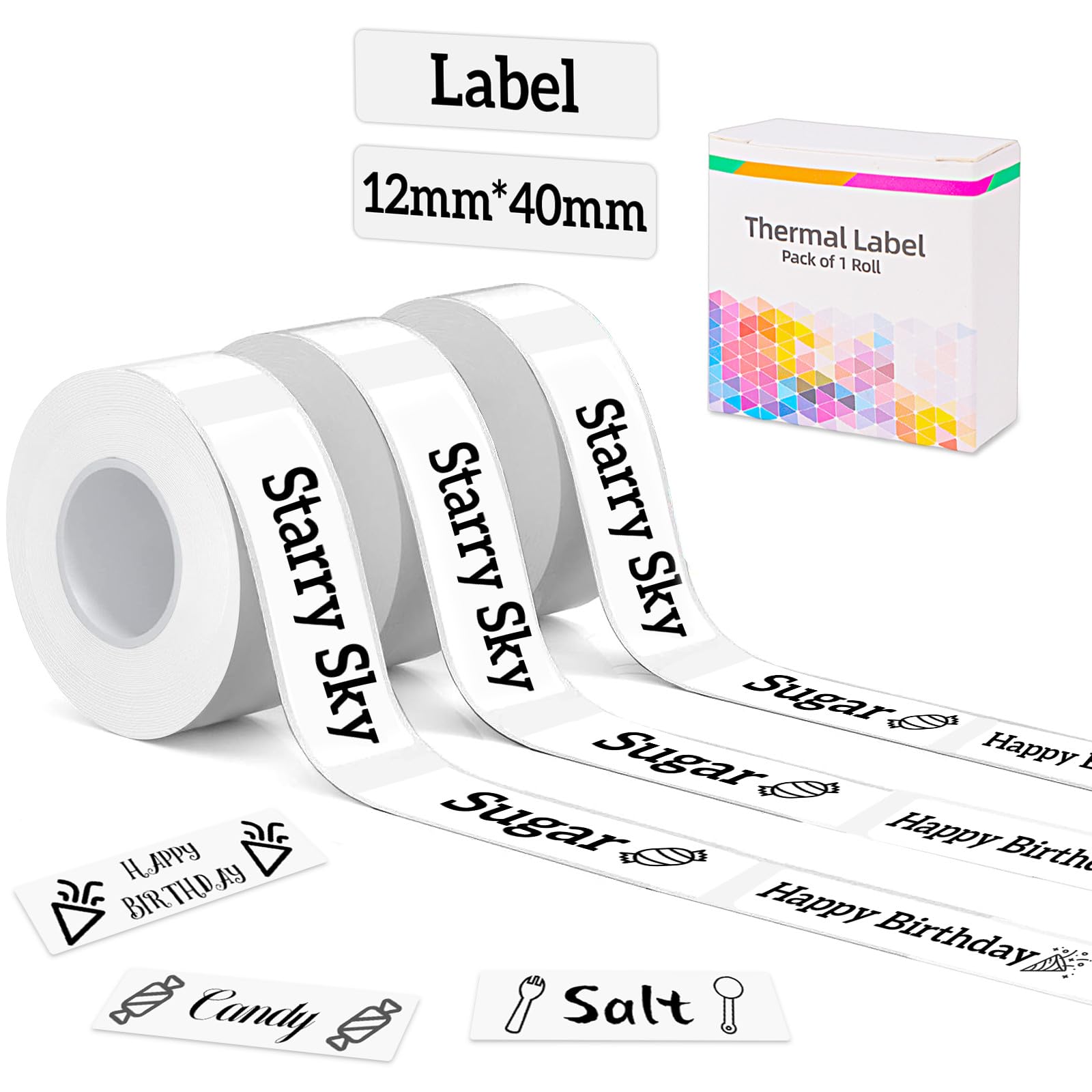 Cinta Termoadhesiva Ropa 12x40mm Etiquetas Adhesivas Pegatinas blancas al desgarro reemplazo 180 Etiquetas por Rollo, 3 Rollos para planchar y recortar textiles, ropa y cortinas, resistente al lavado