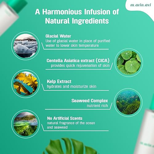 Miniatura 4 de MARINAVI Tónico de alivio de daños para la cara de 5.1 fl oz, tóner hidratante coreano suavizante de la piel, extracto de algas marinas y algas,