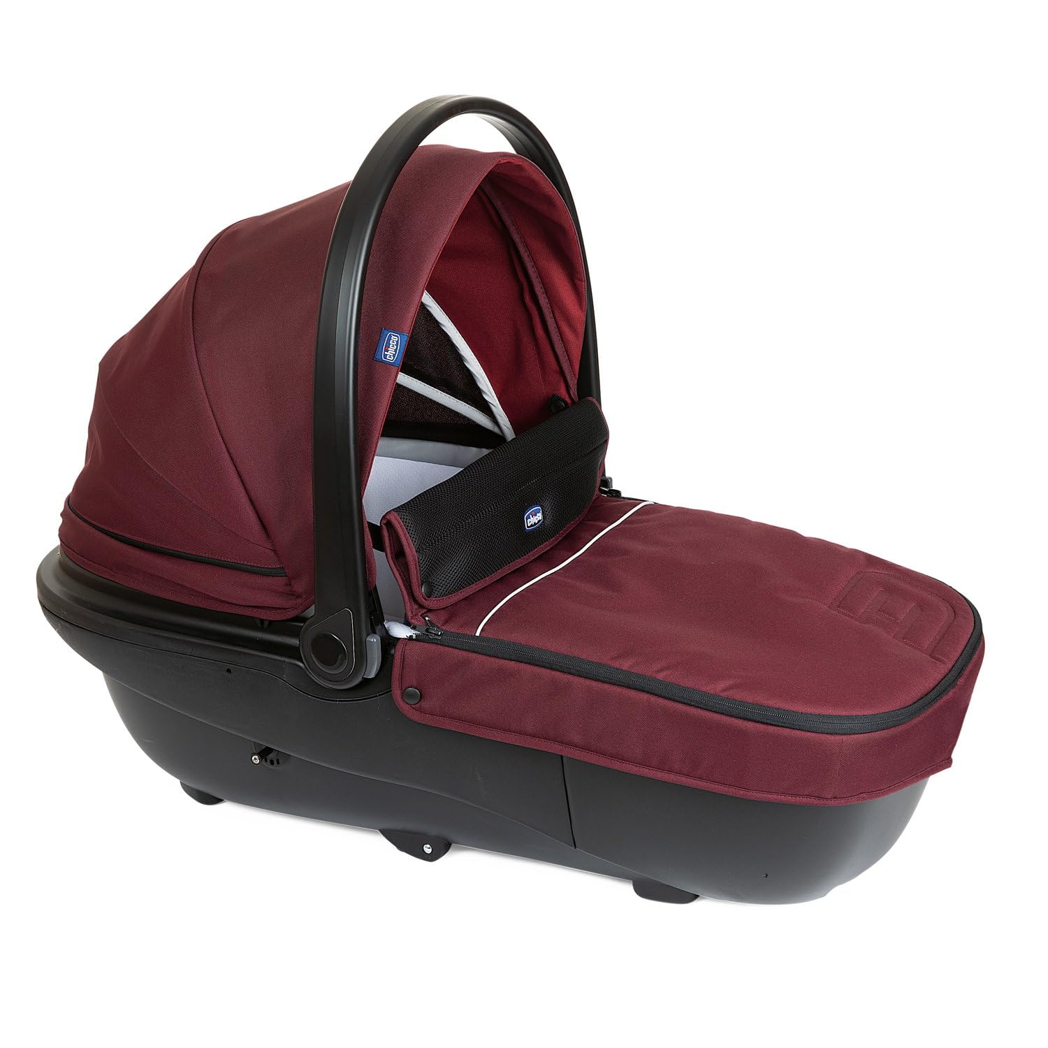 Chicco Nacelle Activ3, grande nacelle rembourrée pour poussette Activ3, avec système de ventilation, dossier inclinable, pour les premiers jours de vie de bébé, Burgundy Powder