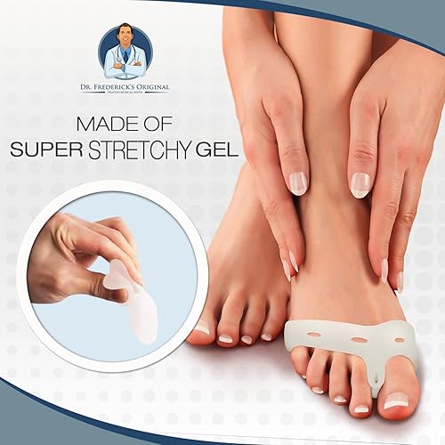 Miniatura 7 de Dr. Frederick's Original Almohadilla de juanete y espaciador de dedos de lujo, 2 piezas, separadores de dedos de gel suave para personas activas,