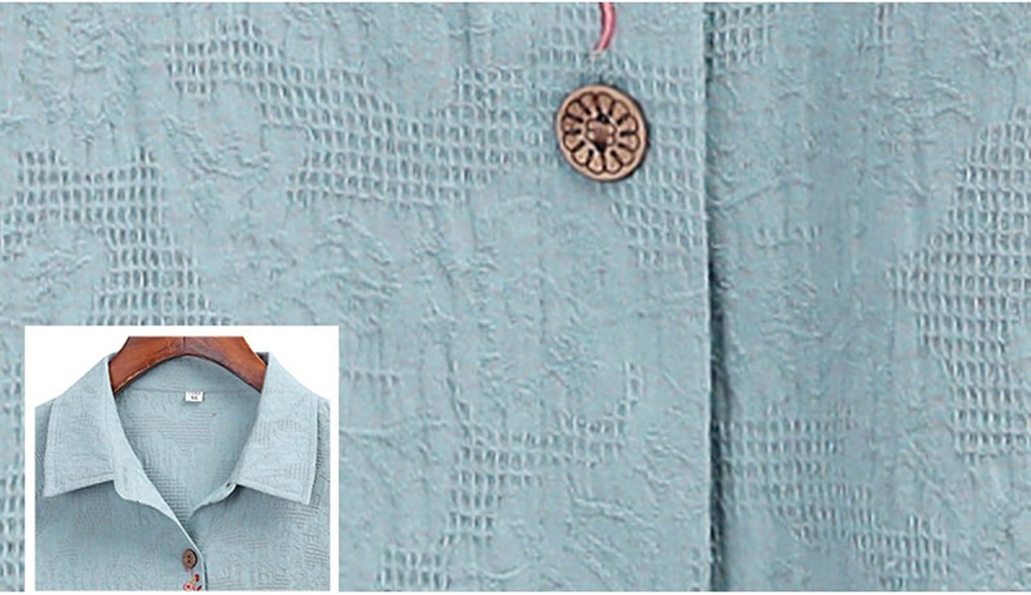 [WOOYOO] 上下セット 長袖 ブラウス エスニック 9分丈パンツ ズボン 高齢者 ボタンダウン おばあちゃん シニア ママ 婦