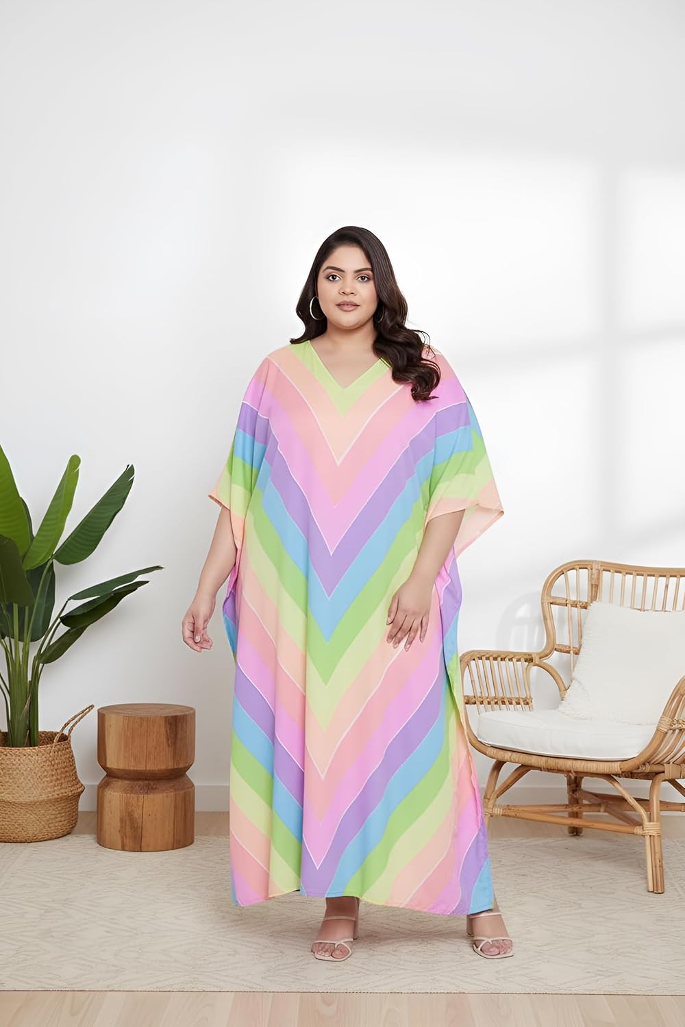 Oussum Women Long Maxi Plus Size Polyester Kaftan Caftan Gown Beach Party Casual Dress Swimwear Cover Up Lounge Resort Wear - Image 2