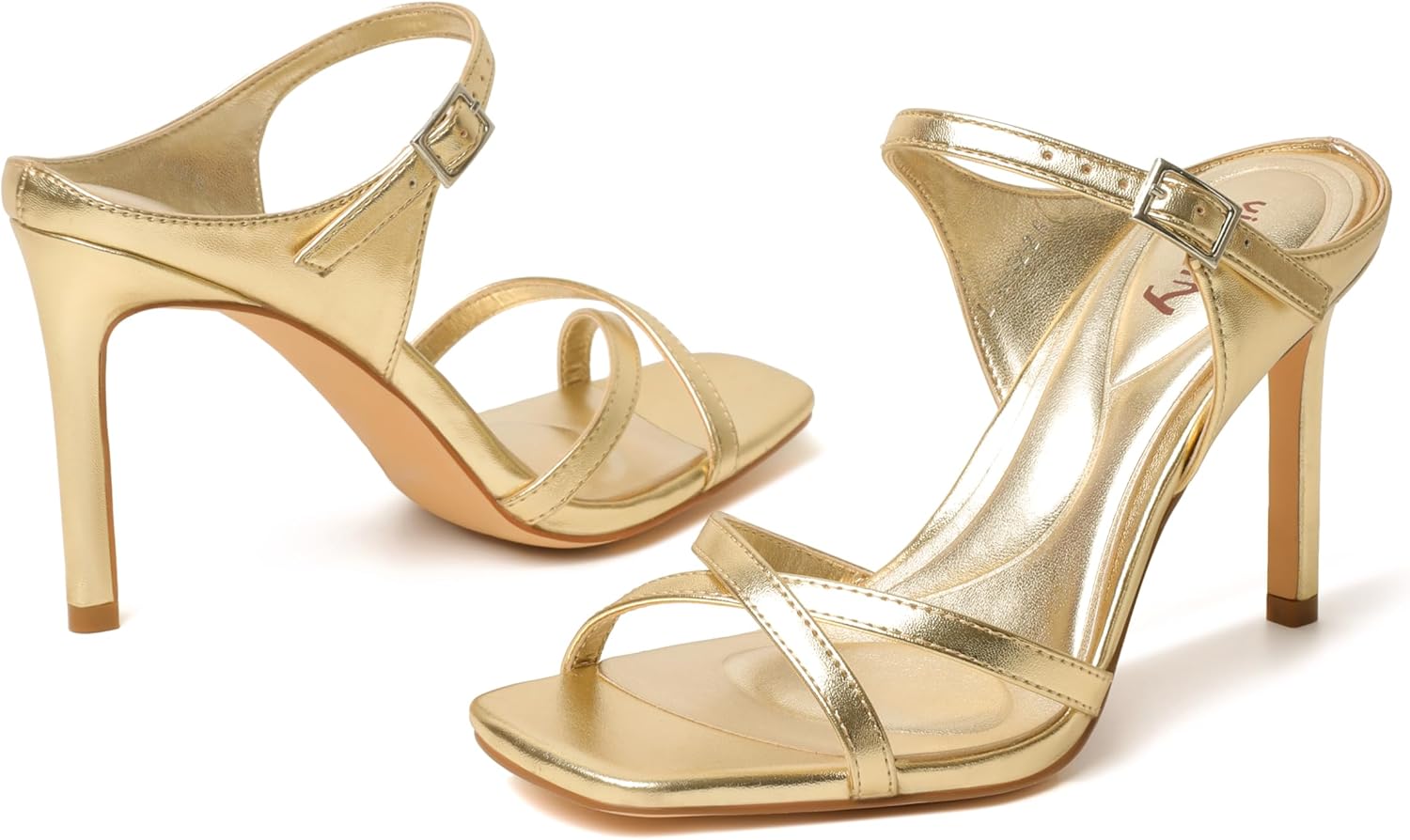 vivianly Women's Square Toe Cross Strap Stiletto Heeled Sandals 3.9 Inch Heel with Adjustable Ankle Strap Dress Shoes - Image 6