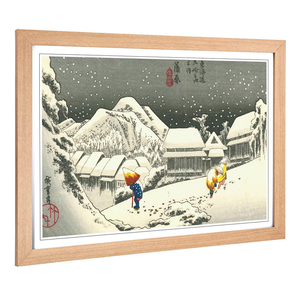 Big Box Art Framed Print of Hiroshige Japanese Oriental Kanbara Design | Wall Art Picture | Home Decor for Kitchen, Living Room, Bedroom, Hallway, Oak, A2 / 24.5x18 Inch / 62x45cm