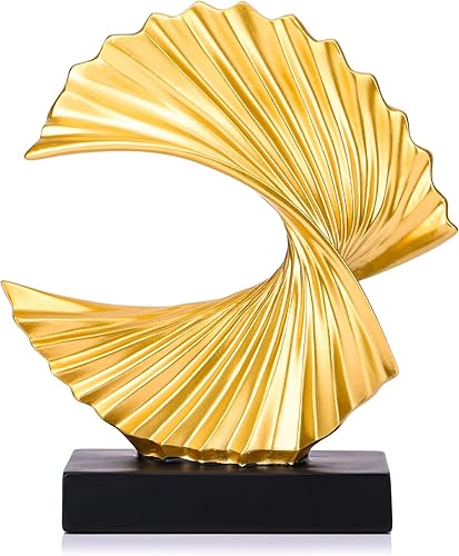 Escultura de ola dorada, decoración moderna de olas del océano para decoración del hogar, decoración del hogar, decoración de estantes, decoración