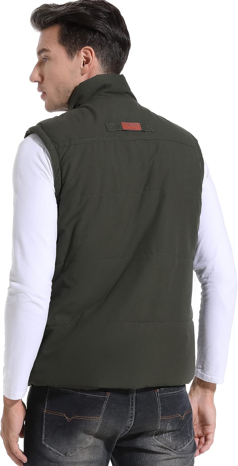 Flygo Men's Winter Warm Outdoor Padded Puffer Vest Thick Fleece Lined Sleeveless Jacket - Image 4