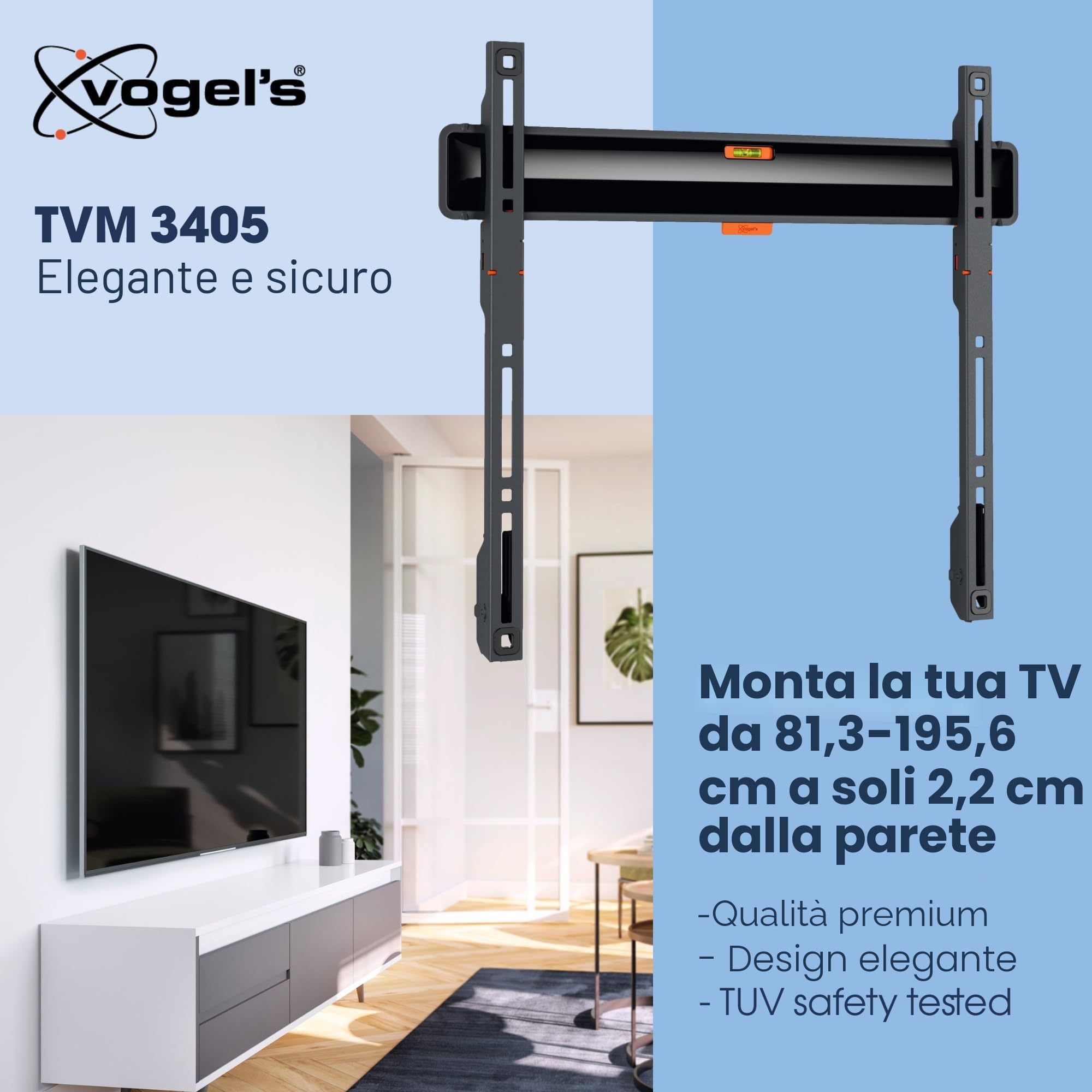 Vogel's TVM 3405 Supporto da parete piatto per TV 32-77 pollici 50 kg VESA 400x400
