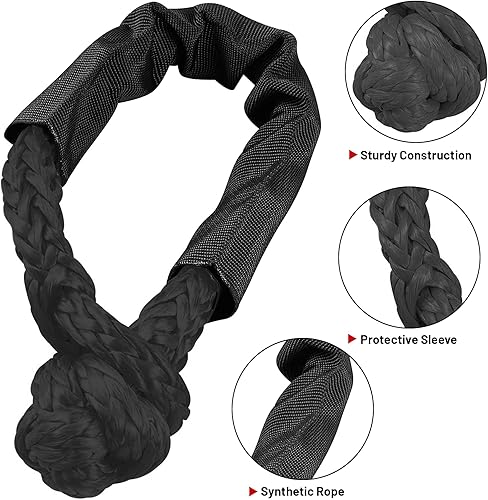 Miniatura 3 de Endxedo Anillo de recuperación de 41000 libras, grilletes suaves, grillete suave, anillo de recuperación para camión, ATV, UTV SUV (negro)