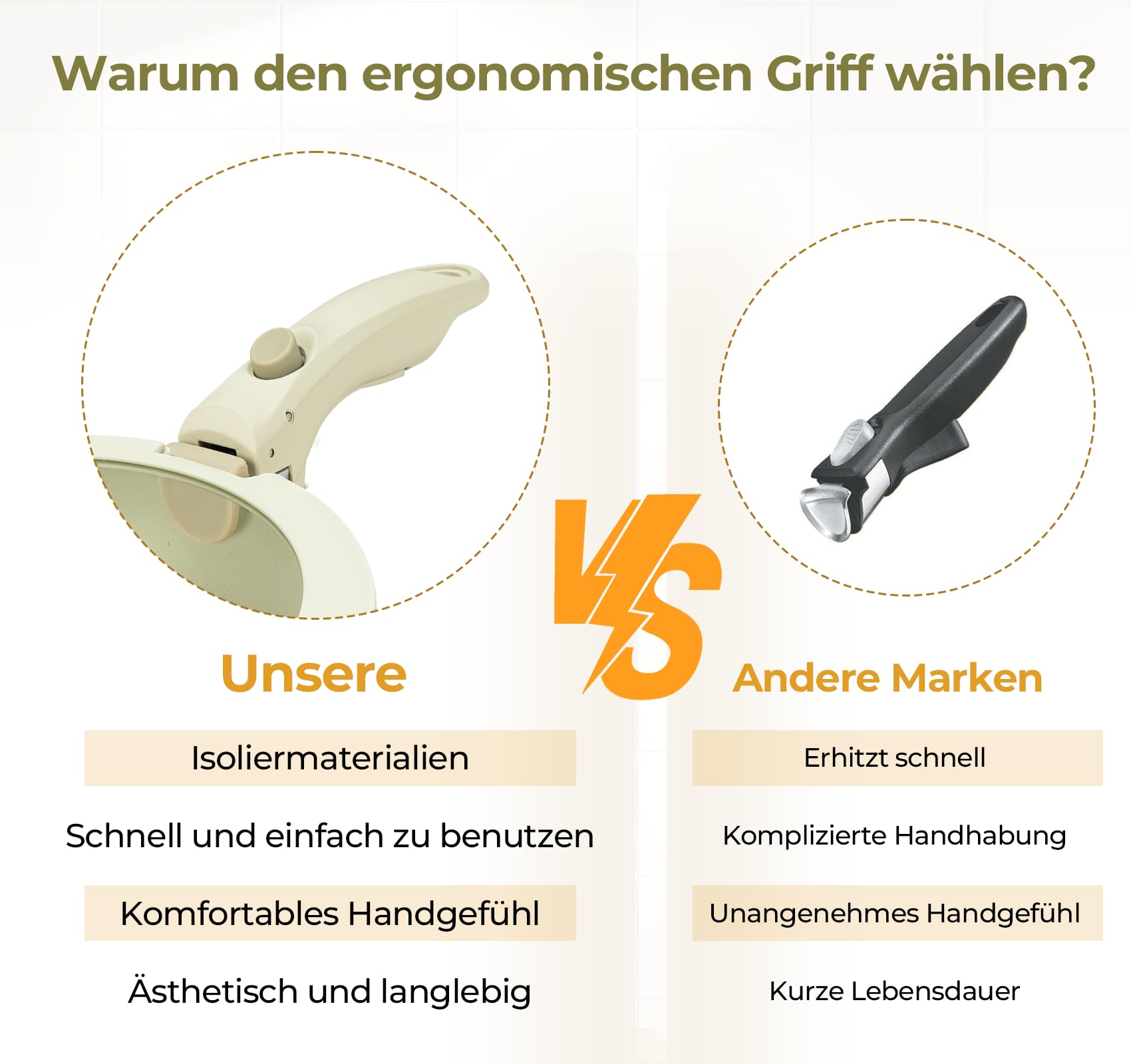 23-teiliges Topfset mit abnehmbarem Griff, Induktion Topf und Pfannenset, Antihaftbeschichtetes Kochgeschirr, Stapelbar, Platzsparend, PFOA- & PFOS-frei