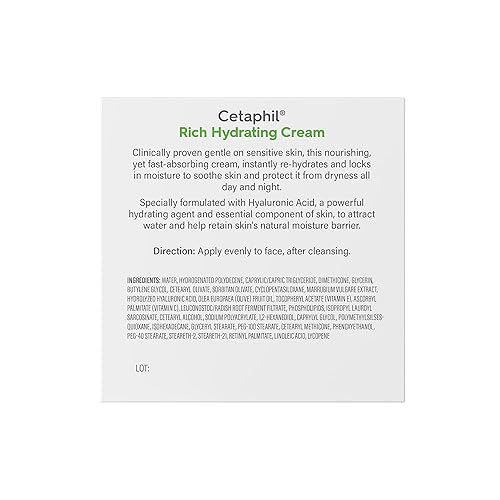 Miniatura 9 de Cetaphil Cetaphil Rica Crema Hidratante Para Cara  Con ácido hialurónico  17 oz  Crema hidratante para la piel seca a normal  Hidratación inmediata