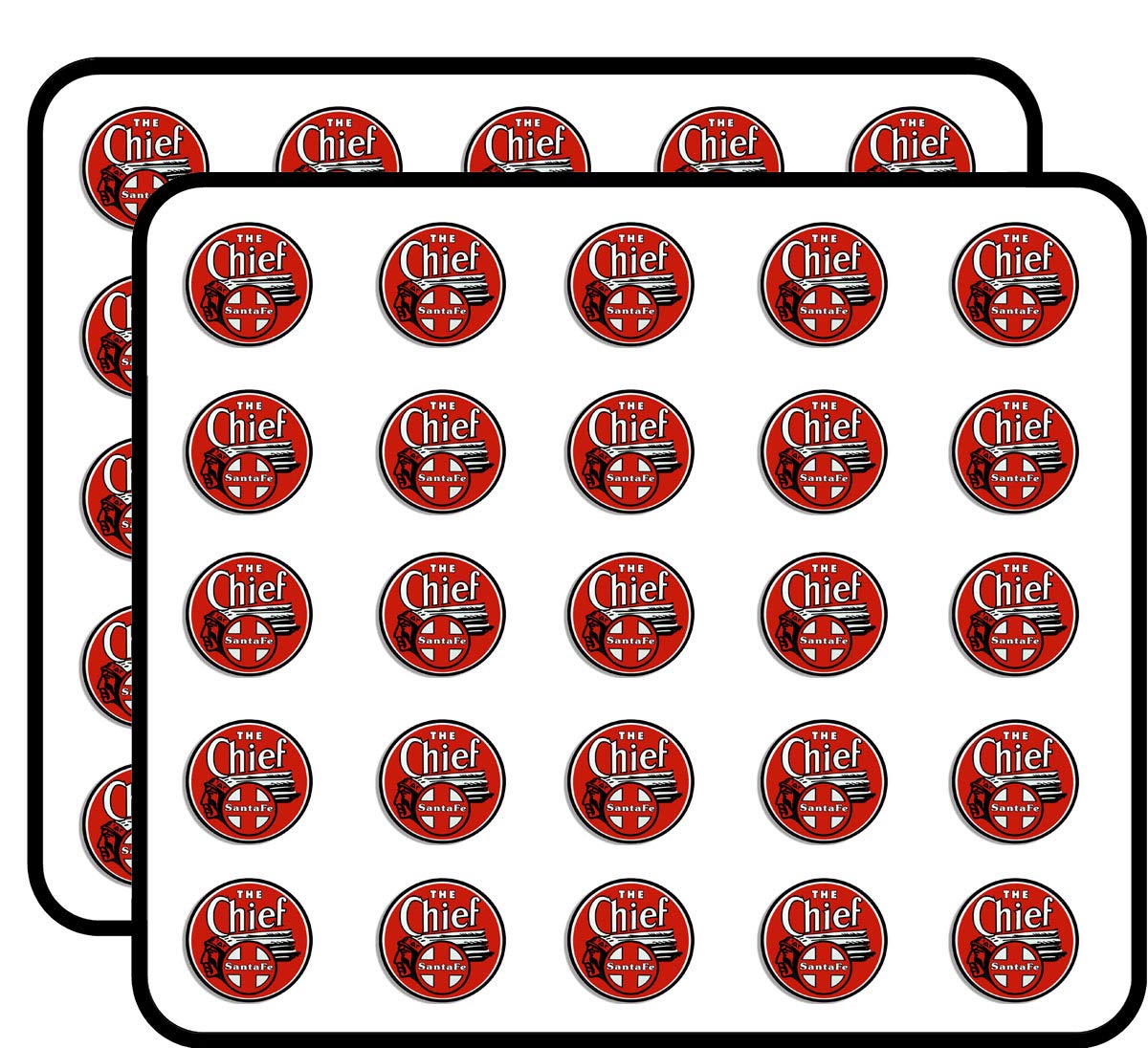 Round Red The Chief Santa Fe Railroad Logo - rr Train Railway Sticker for Scrapbooking, Calendars, Arts, Kids DIY Crafts, Album, Bullet Journals 50 Pack