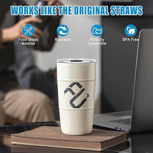 Miniatura 6 de ZYTC tapas a pruebas de salpicaduras y derrames con sorbetes y cepillos de limpieza, SYNCHKG120998, Blanco, 1