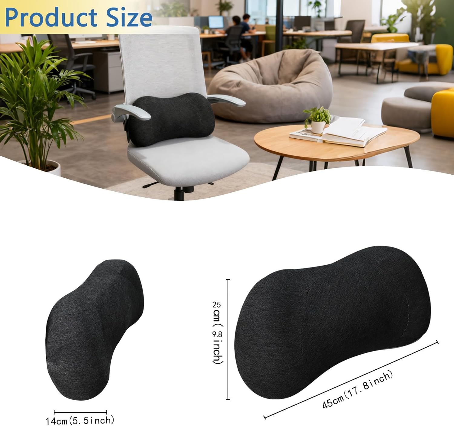Lumbar Support Pillow, Back Support for Office Chair Car Ergonomic Memory Foam Lumbar Support Pillow Fatigue Relief, Comfort and Support Your Back