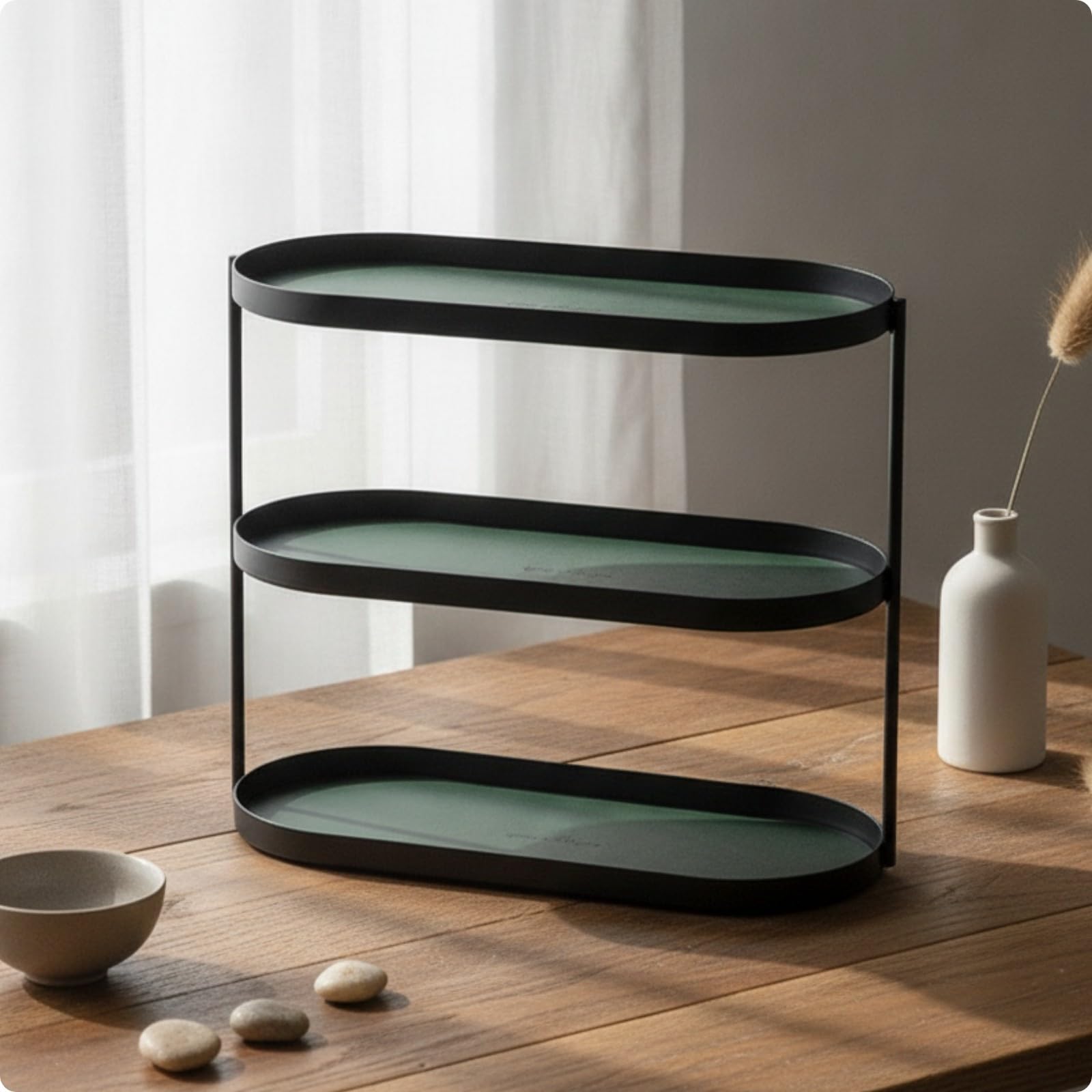 predolo Organizador Metálico Estantería con Acabado Sintético Morno para Escritorio, Beige, L