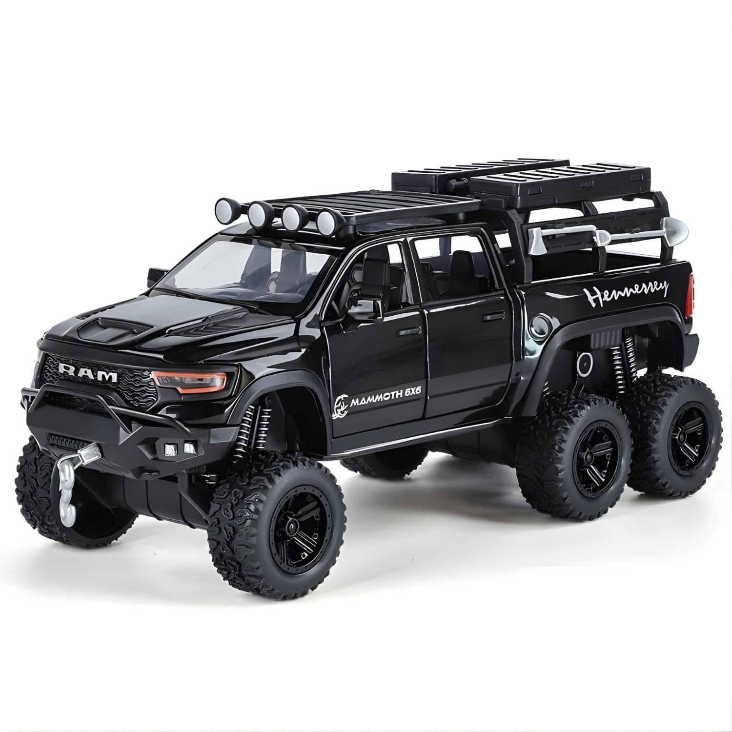 RAM Mammoth 6x6 Die-Cast Pickup Truck Toy, Remote Control Off-Road Vehicle with Openable Doors, for Boys & Girls Age 6+-image-46
