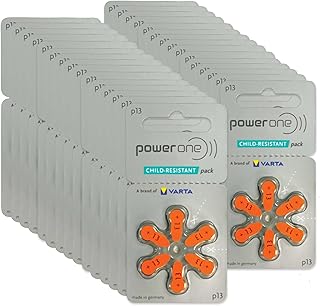Power One Hearing aid Batteries Size 13 - p13 Battery for Hearing aid, Long-Lasting. Mercury-Free 1.45v zinc-air Hearing aid Batteries (180 Batteries) - Expiration Date May 2028