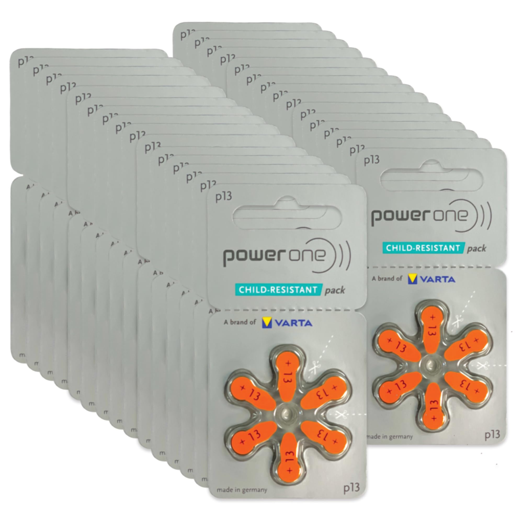 Power One Hearing aid Batteries Size 13 - p13 Battery for Hearing aid, Long-Lasting. Mercury-Free 1.45v zinc-air Hearing aid Batteries (180 Batteries)
