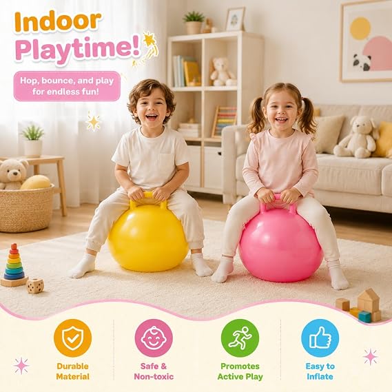 4P Bouncy Balls with Handle,18in Hopper Ball for Kids Jumping Toys Children