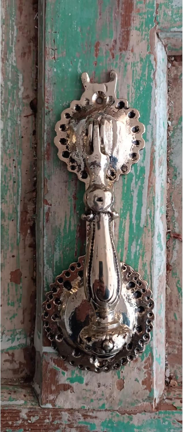 Traditional Tear Drop Door Knocker, Brass,7.5 inches Tall, Unlacquered Finish (Antique Brass)